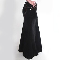 Tabeez Women's Cotton-blend Black Mermaid Denim Skirt