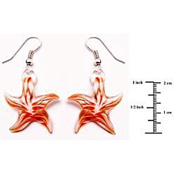 Bleek2Sheek Murano-inspired Glass Orange and White Star Earrings