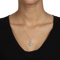 10k White Gold Aquamarine and 1/6ct TDW Diamond Necklace (H-I, I1-I2)