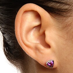 Sterling Silver Trillion-cut Amethyst 6-mm Stud Earrings