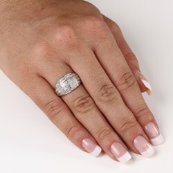 Isabella Platinum over Silver 1/6ct TDW Diamond Dome Ring (G-H, I2-I3)