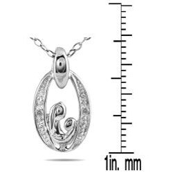 10k White Gold Diamond Accent Mother and Baby Necklace (I-J, I1-I2)