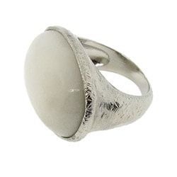 Silvertone White Jade Ring