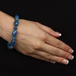 Southwest Moon Sterling Silver Denim Lapis Nugget Stretch Bracelet