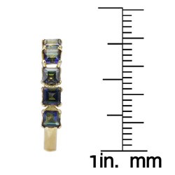 10k Yellow Gold Square-cut Mystic Blue Topaz Hoop Earrings