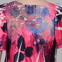 Simply Irresistible Women's Fuchsia Abstract Banded Flutter-sleeve Top 