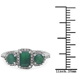 10k White Gold Emerald and 1/4ct TDW Diamond Ring (I-J, I2-I3)