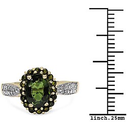 10k Yellow Gold Green Tourmaline and Diamond Accent Ring