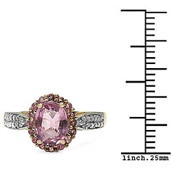 10k Yellow Gold Pink Tourmaline and Diamond Accent Ring