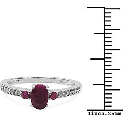 10k White Gold Ruby and 1/10ct TDW Diamond Ring (I-J, I2-I3)