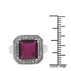 Sterling Silver Ruby and White Topaz Ring