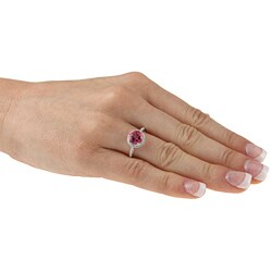Viducci 10k Gold Pink Topaz and 1/8ct TDW Diamond Accent Ring (G-H, I1-I2)