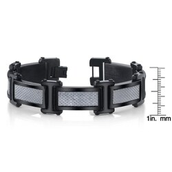 Stainless Steel and Carbon Fiber Men's Black Link Bracelet