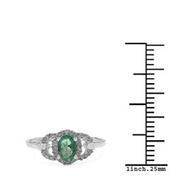 10k White Gold Emerald and 1/8ct TDW Diamond Ring (J-K, I2-I3)