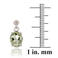 Glitzy Rocks Silver Green Amethyst and Diamond Accent Earrings