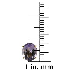 Gems For You 14k Gold Oval Amethyst Stud Earrings