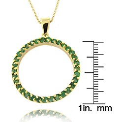 Gem Jolie Gold over Silver Emerald and Diamond Accent Circle Necklace