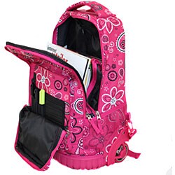 Rockland Pink Bandana Rolling Laptop Backpack