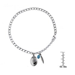 Southwest Moon Sterling Silver Concho Feather Anklet