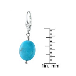 Silvermoon Sterling Silver Oval Turquoise Drop Earrings