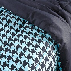 Aqua/ Black Houndstooth Twin-size Comforter Set