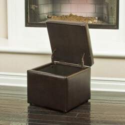Square Brown Tufted Storage Ottoman
