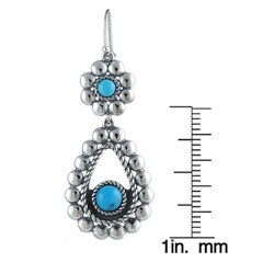 Southwest Moon Sterling Silver Beaded Turquoise Teardrop Earrings