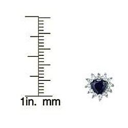 Sterling Silver Created Sapphire and Cubic Zirconia Stud Earrings