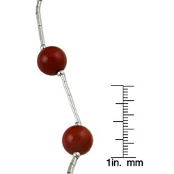 Southwest Moon Sterling Silver Red Coral Station Necklace