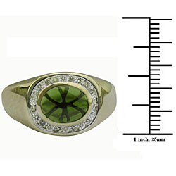 De Buman 10k Gold Men's Diopside and 1/3ct TDW Diamond Ring (JK, I1)