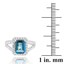 Glitzy Rocks Silver 3 2/5ct TGW London Blue Topaz and Diamond Ring