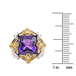 Michael Valitutti Two-tone Amethyst and Blue Sapphire Ring