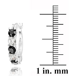 Icz Stones Silvertone Black and White Crystal Earrings
