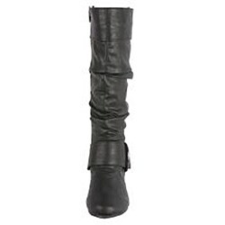 Elegant Women's Black Baby 12 Flat Knee-High Boots