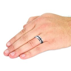 Men's Tungsten Carbide Black Center Line Ring (8 mm)