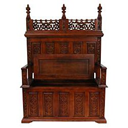 Ornate Carved Church Pew-Style Bench (China)