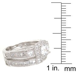 Sterling Silver Princess-cut Cubic Zirconia Wedding-style Ring Set