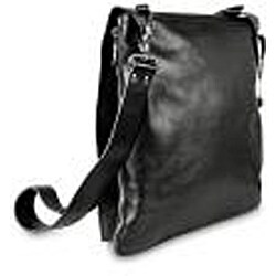 Zeyner Black Italian Vachetta Leather Messenger Bag