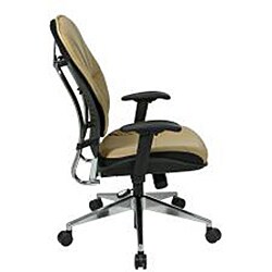 Office Star Products Taupe Leather Managers Chair with Polished Aluminum Base