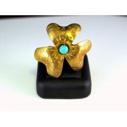 Goldtone Turquoise and Coral Ring and Necklace Set (Thailand)