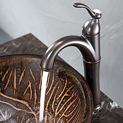 Kraus Copper Forest Glass Vessel Sink and Riviera Faucet Oil Rubbed Bronze