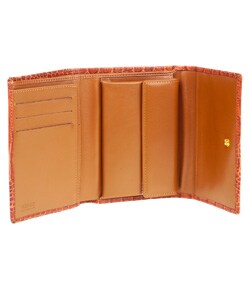 Versace Women's Brown Croc Leather Trifold Wallet