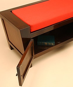 Wood and Glass Reverse Painted Cushioned Bench (Peru)