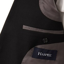 Haspel Men's Black Mini Herringbone Wool 2-button Suit