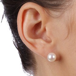 DaVonna 14k Gold Akoya Cultured Pearl Earrings (8-8.5 mm)