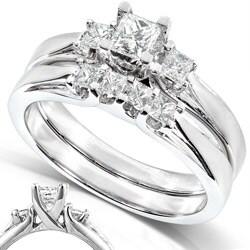 14k Gold 1/2 ct TDW Princess Diamond Bridal Ring Set (HI, I1-I2)