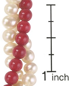 Cultured Freshwater Pearl and Coral Necklace (4-5 mm/ 16 in)