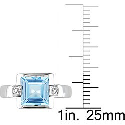 14k Diamond Blue Topaz Ring