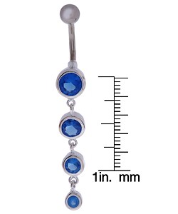 Surgical Steel Crystal Drop Barbell Belly Ring