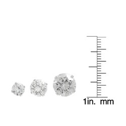 Tressa Sterling Silver CZ Solitaire Earring Set (3 pair - 5- 7- 9 mm)
